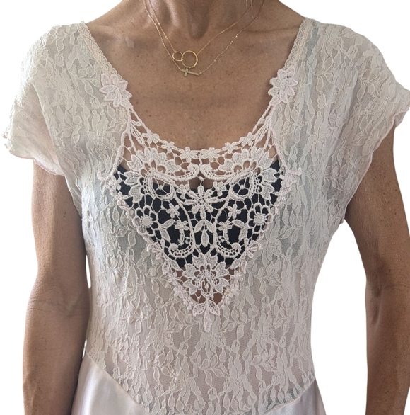 Vintage Cinema Etoile Pink Soft Nylon Lace Bodice Ballet Midi Fairy Nightgown - Picture 7 of 9